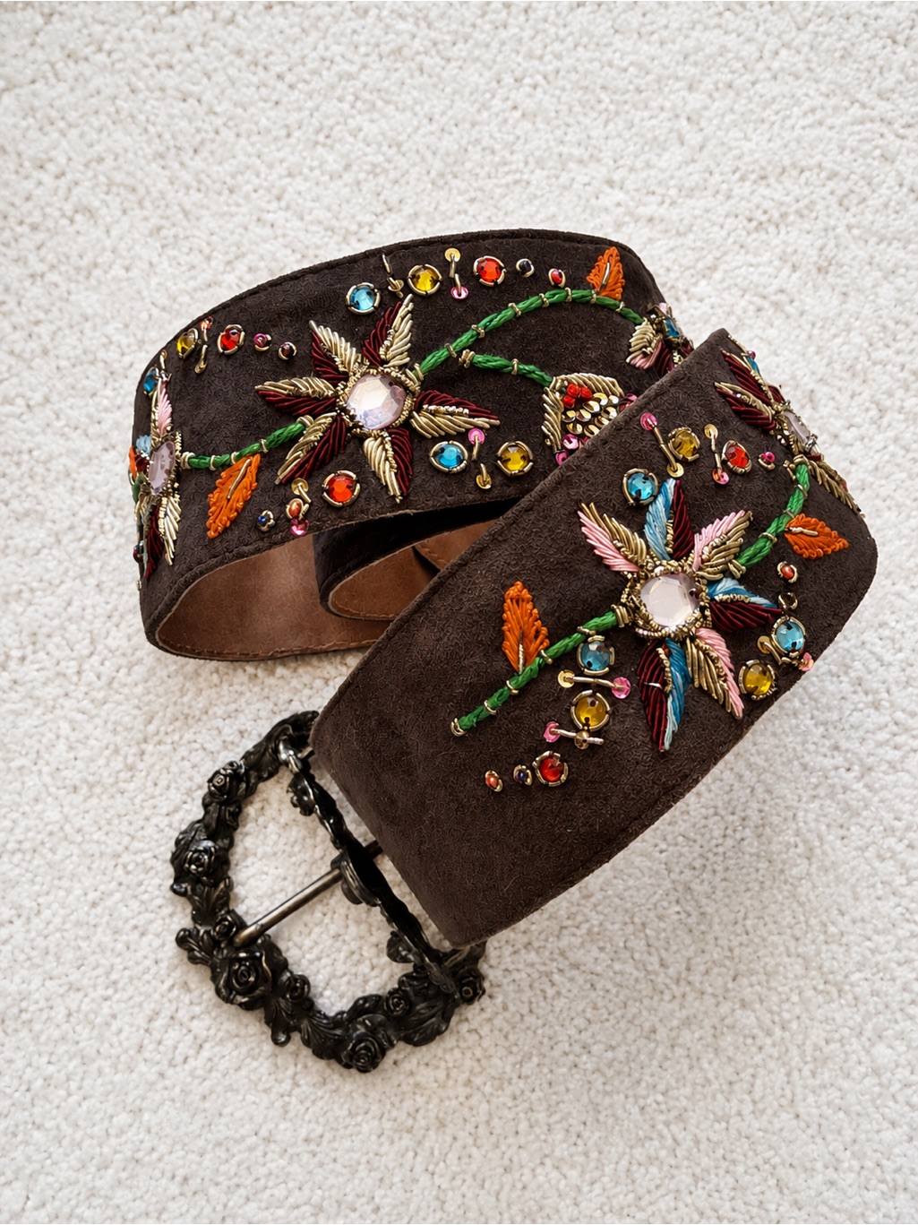 Tango Wide Crystal & Embroidery Belt